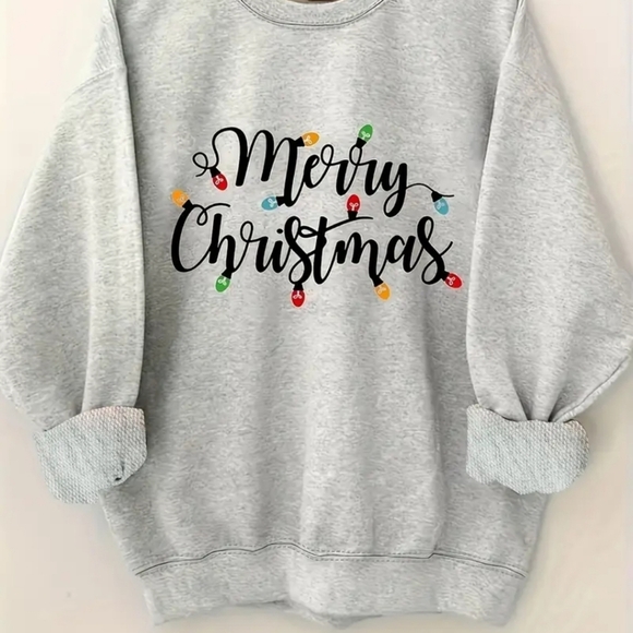 NEW! Round Neck Sweater with Merry Christmas Print Sz XXL - Picture 5 of 7